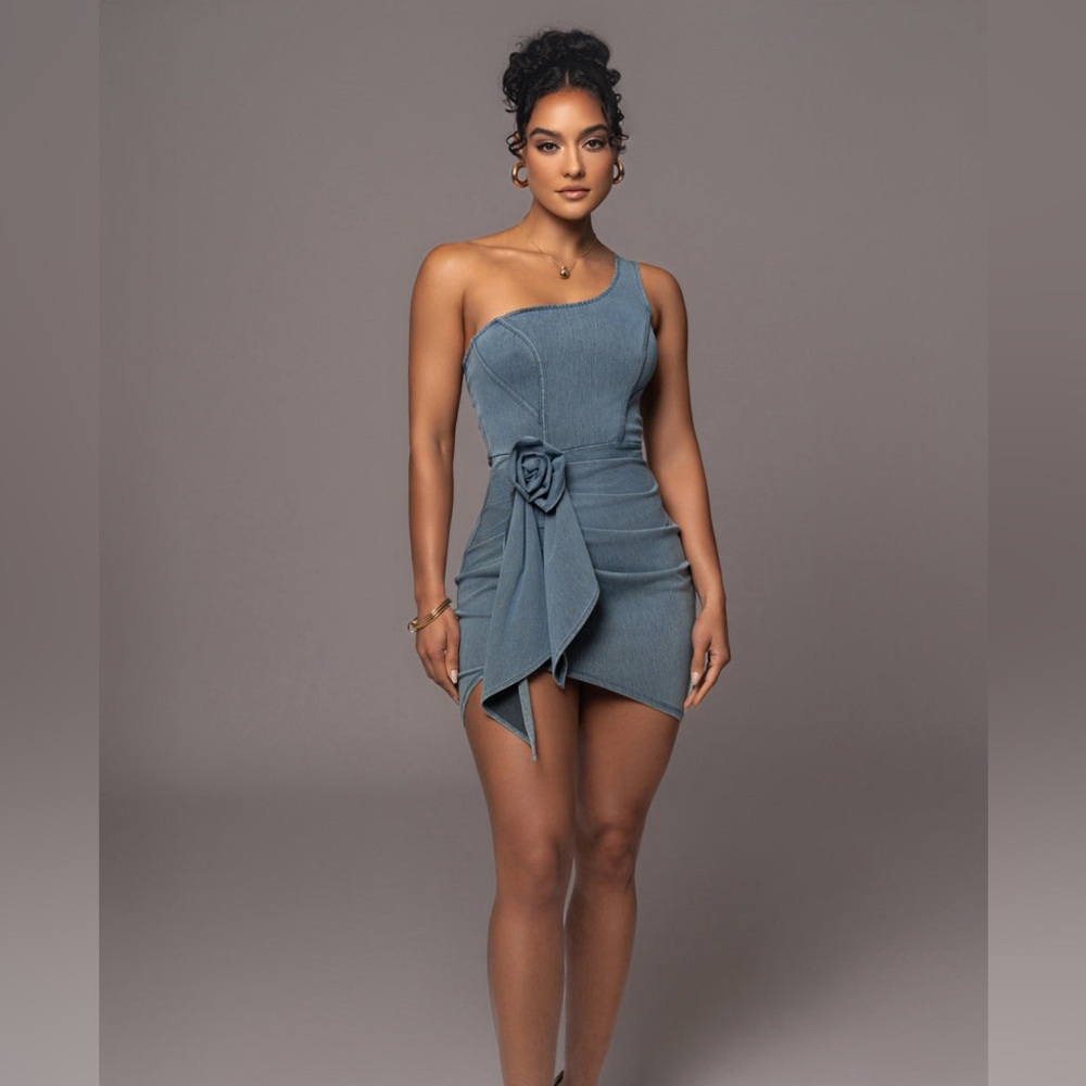 Medium wash denim Rosalind mini dress Jluxlabel